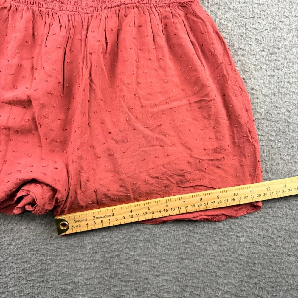 Aeropostale Women's S Small Rust Red Swiss‎ Dot Lace Trim Button Front Romper
